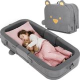 StarTech Reisbed Grijs - Opvouwbaar bed voor peuters - Draagbaar - Gemaakt van zacht schuim - Afneembare, wasbare bekleding - Met veiligheidsranden - Geschikt voor kinderen van 1 tot 4 jaar - 160 x 200 cm