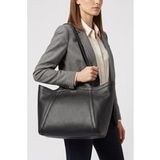 COCCINELLE Leren Schoudertas Amalia Grained Leather Shopper Noir Zwart