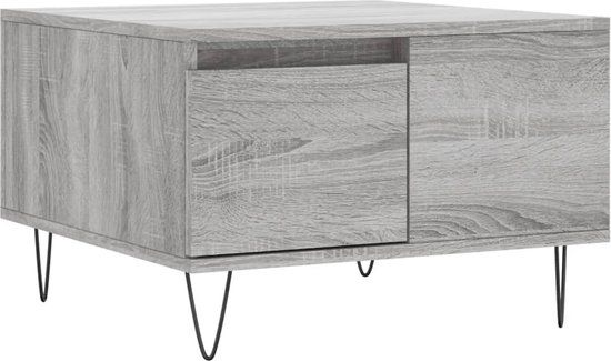 vidaXL Salontafel 55x55x36,5 cm bewerkt hout grijs sonoma eikenkleurig