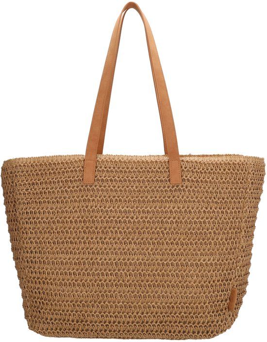 Beagles Strandtas Natural Life - Rieten Shopper met Ritssluiting - 35x46x12 cm - Natuur