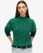 Superdry Pull Polo en Maille Torsadée Aran Vert Femme Taille : 42