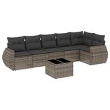 vidaXL Loungeset 7-delig met kussens, polyrotan, grijs