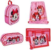 Minnie Mouse Tassenset; 3D Rugzak, Gymtas, Etui en Portemonnee