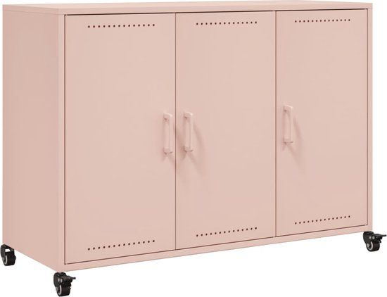 vidaXL Dressoir - 100,5x39x72 cm - Staal - Roze