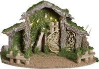 Feeric lights and christmas Lege kerststal - met verlichting - L28 x B22,5 x H38 cm - mdf/hout