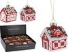 Nampook Huisje hangdeco 8 cm rood 2ass kerstversiering