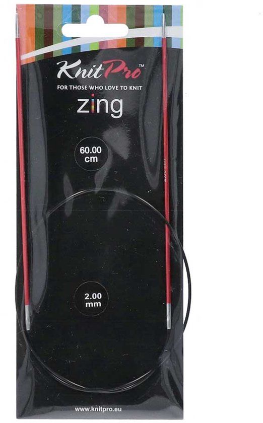 KnitPro Zing rondbreinaalden 60cm 2.00mm Rood Polyester