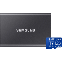 Samsung T7 Portable SSD 2TB Grijs + Samsung MicroSDXC T7 128GB