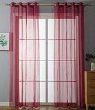 Set Uni Set van 2 ooggordijnen, transparant, HxB 145x140 cm, bordeaux