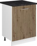Vicco R-Line meuble de cuisine bas, chêne artisanal/blanc, 60 cm avec 1 porte plan de travail anthracite