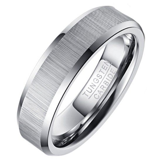 Mendes Jewelry Wolfraam heren ring Geborstels Mat 6mm