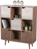Urban Living BAOBAB boekenkast met 9 vakken en 5 deuren 90 x 29 x 105 cm Bruin