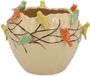 DK design Bloempot/plantenpot Spring birds - zandkleurig - keramiek - D26 x H20 cm