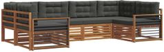 vidaXL Ensemble de salon d'angle 6 pièces Acacia Bois Naturel et Anthracite