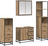 vidaXL Badkamermeubel Set 4-delig Artisan Eiken Bewerkt Hout
