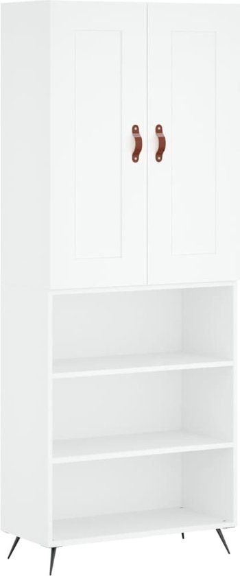 vidaXL Hoge kast 69,5x34x180 cm bewerkt hout wit