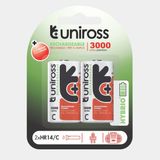 UNIROSS HYBRIO PILA RECARGABLE HR14 C 2900 mAh BLISTER*2 3000 Serie