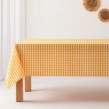 GAMUSI - Vlekbestendig Tafelkleed Katoen Polyester Vichy Ruit - 140 x 200 cm - Geel