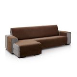 FAVERTI® Bankhoes voor chaise longue, hoekdeel rechts 240 cm (voor), model PEGO, bruin, chenille met extra zacht gevoel, hoogwaardige chaise beschermer, gemaakt in Spanje, van gerecycled materiaal