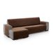 FAVERTI® Bankhoes voor chaise longue, hoekdeel rechts 240 cm (voor), model PEGO, bruin, chenille met extra zacht gevoel, hoogwaardige chaise beschermer, gemaakt in Spanje, van gerecycled materiaal