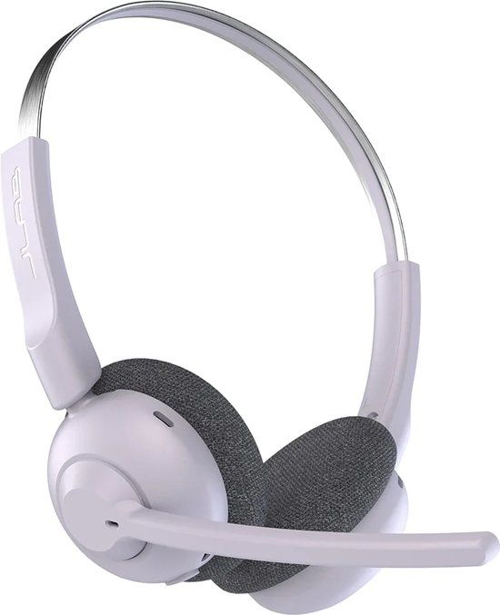 JLab Go Work Pop Draadloze Bluetooth-hoofdtelefoon met microfoon, looptijd 50 uur, bluetooth-hoofdtelefoon met multipoint-verbinding voor pc, computers, laptops, draadloze pc-hoofdtelefoon voor thuiswerk, lila