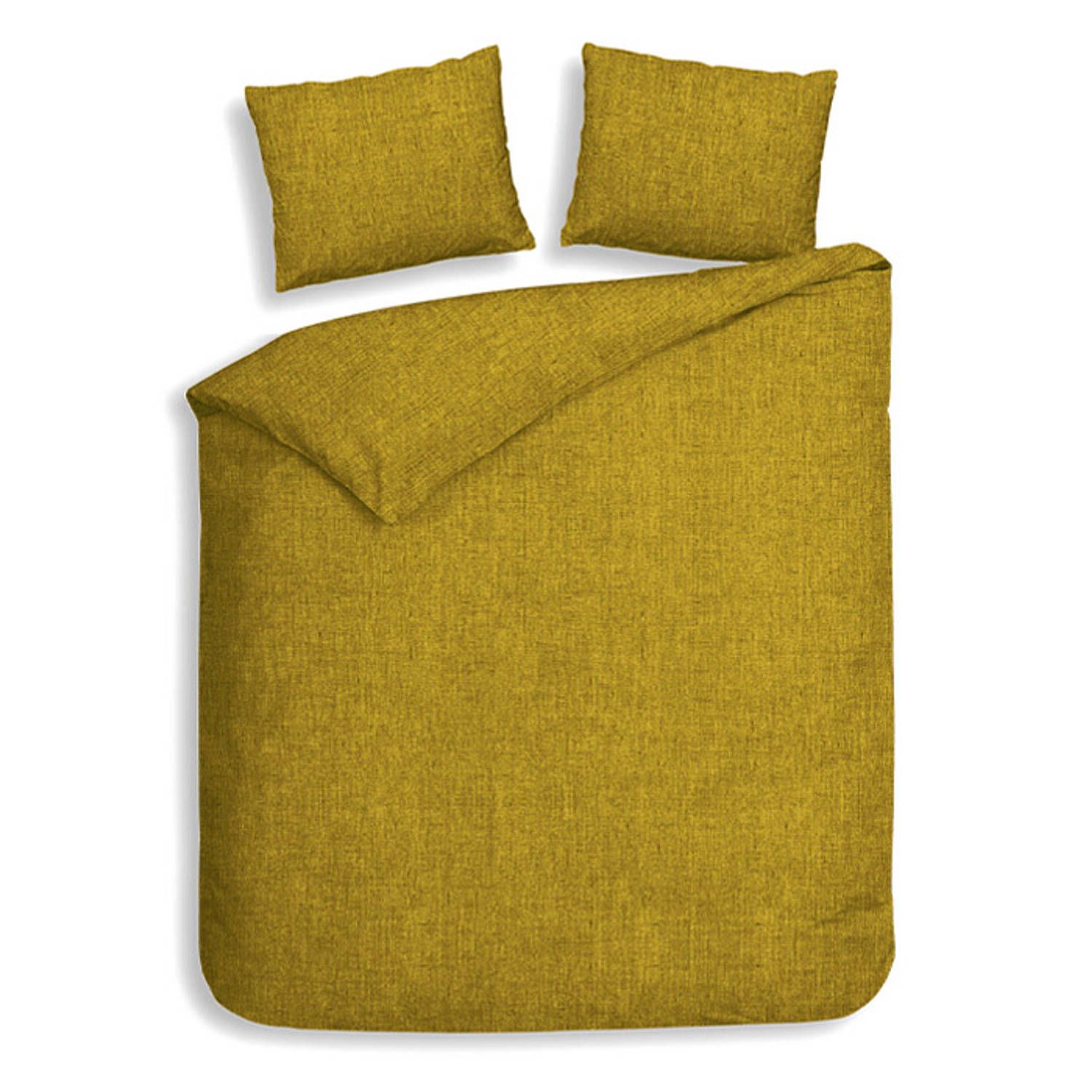 Heckett & Lane Flanel Dekbedovertrek Franela - Sunset Goud - 1-persoons 140x200/220 cm - Geel