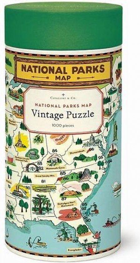 LetterBox Cavallini & Co vintage puzzel - National Parks Map