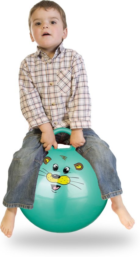 Relaxdays skippybal kinderen - springbal klein - 45 cm - handvat - binnen buiten - dier groen