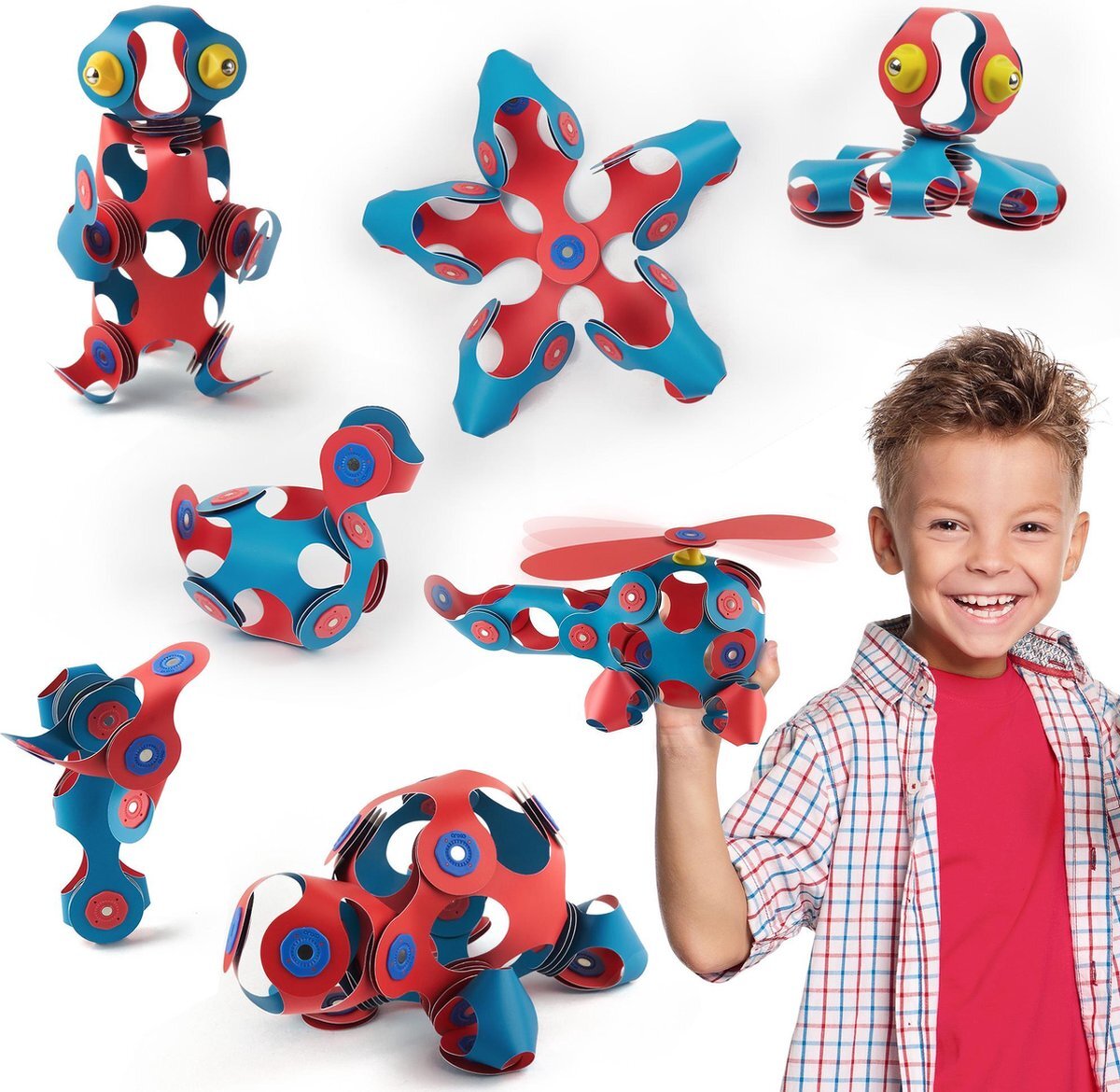 Buqiuy Crew 30 stuks set (flamingo/turquoise)- flexibel magnetisch speelgoed– combinatie van origami en bouwspeelgoed-montessori speelgoed- educatief speelgoed- speelgoed 4,5,6,7,8 jaar jongens en meisjes