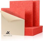 Nevolis 12 Pieces Acoustic Panels Self Adhesive 30 x 30 x 1cm Hexagon Acoustic Panels Acoustic Absorber Wall For Sound Studio Office Studio and Wall Decoration - Red