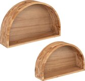 Atmosphera Maude Wandplank Set van 2 - Hout - Wandrek - Wandbox - Multi