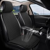 VarCozy Linnen autostoelhoezen, ademende voorstoelhoezen voor auto's met antislip beschermer voor alle seizoenen, universele voorstoelhoezen voor auto's, SUV's, vrachtwagens