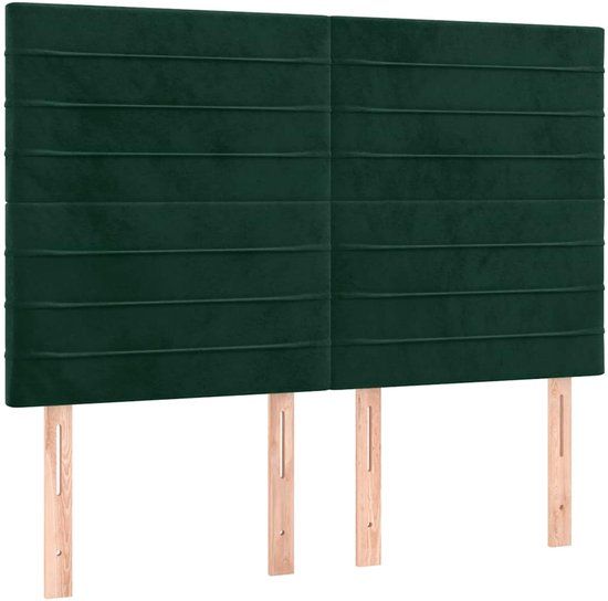 vidaXL Hoofdbord donkergroen fluweel 144x5x118/128 cm