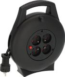 Brennenstuhl Vario Line kabelhaspel 4-voudig / mini-stroomhaspel penaarde (kabelhaspel voor huishoudelijk gebruik, 10m kabel, Made in Germany)