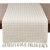 Saro Lifestyle Gestreepte geweven tafelloper, natuurlijk, 16"x90"