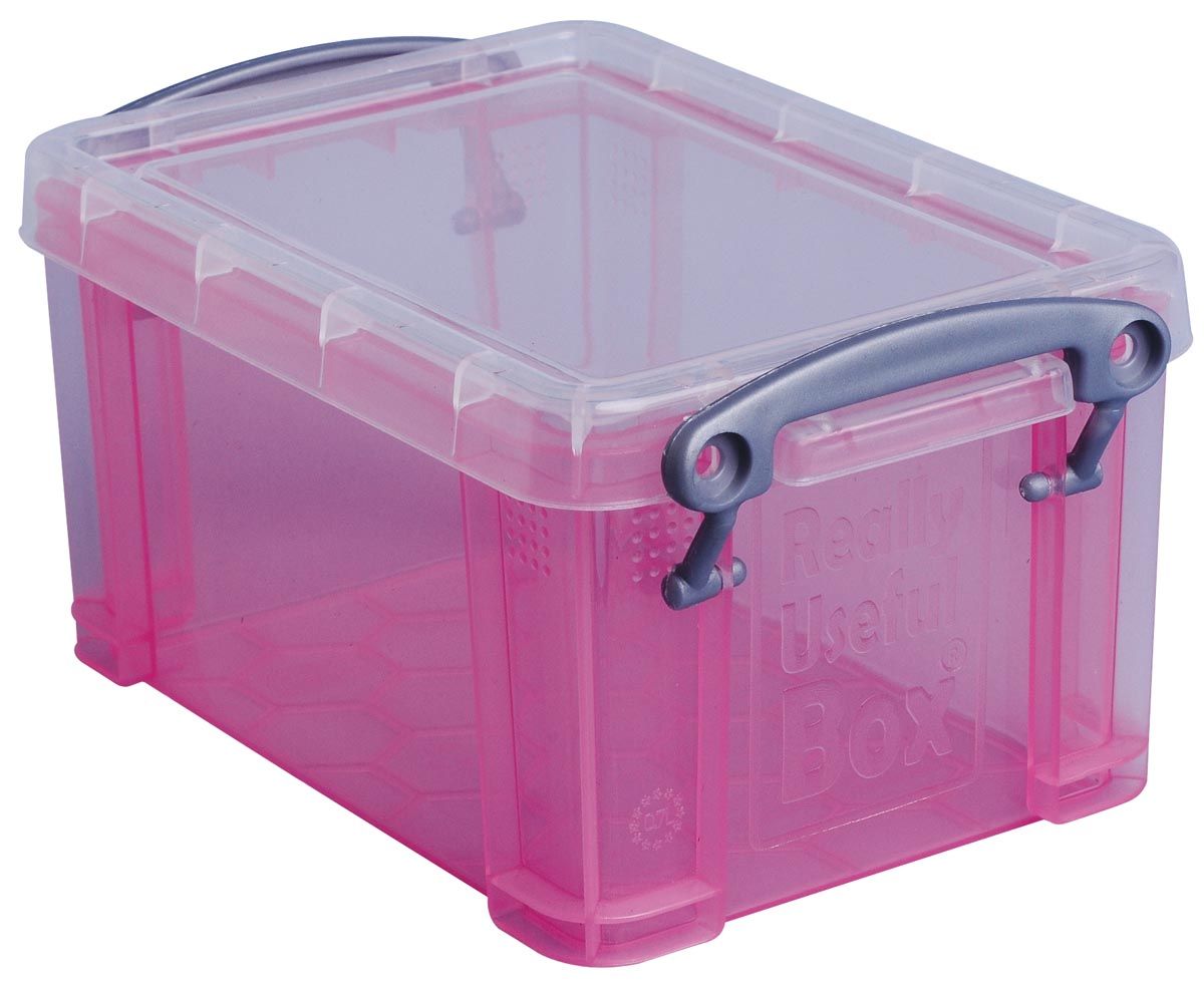 Really Useful Box 0.7 liter transparant roze