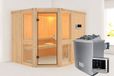 Karibu Amelia 3 Sauna porte en verre clair poêle 9 kW commande externe