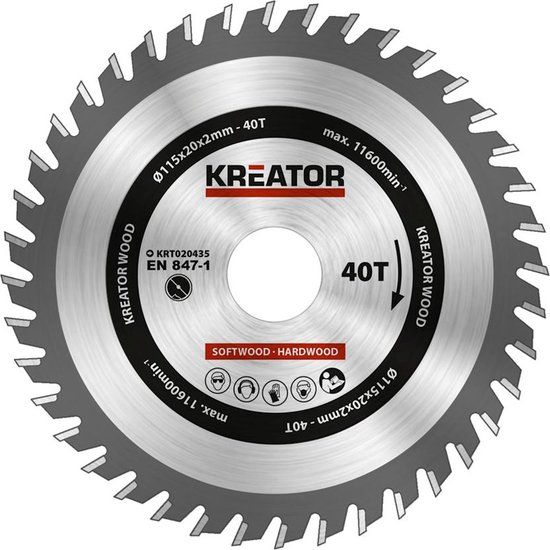 Kreator Zaagblad voor Hout - Ø115 mm - 40 Tanden - KRT020435