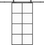 vidaXL Schuifdeur met beslagset, zwart, 102,5 x 205 cm, ESG glas