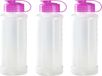 Plasticforte waterfles - 6x stuks - 1100 ml - transparant met dop roze - drinkfles - sport - fitness - bidon