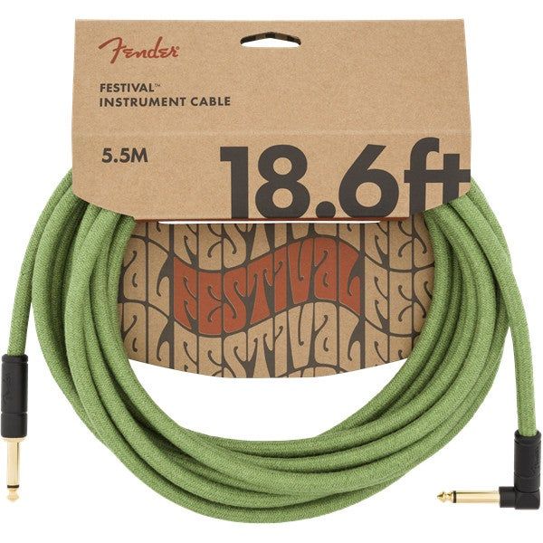 Fender Festival Cables Green R/A Instrument Cable 5.5m