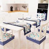 PETTI Artigiani Italiani - Tafelloper van katoen, 1 tafelloper voor keuken of woonkamer 40 x 140 cm, blauwe cirkel, 100% Made in Italy