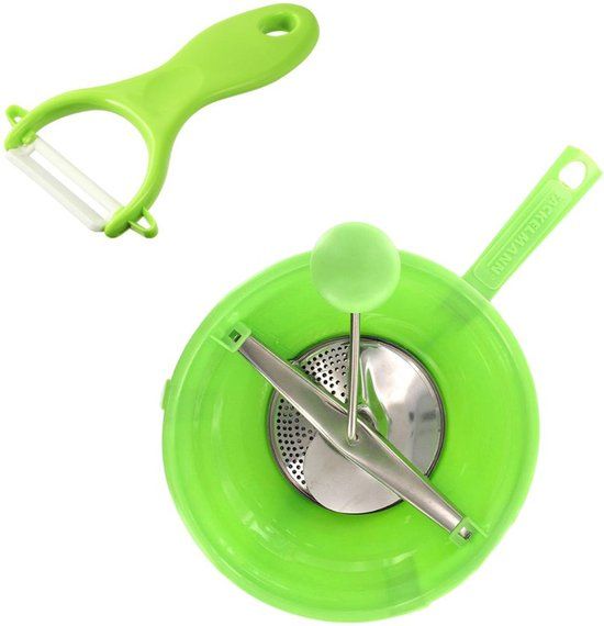 Fackelmann Set van 2 puree-gereedschappen met dunschiller en groentemolen
