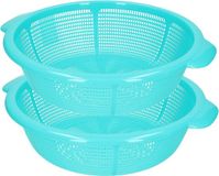 PLASTICFORTE Keuken vergiet - 2x stuks - Blauw - 31 x 9,5 cm - Kunststof