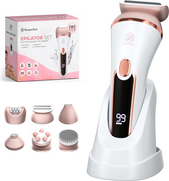 Beeperfect® 7 in 1 Epilator Voor Vrouwen - Scheerapparaat Vrouw - Bikinitrimmer - Ladyshave - Oplaadbaar - Waterdicht - 7 Opzetstukken