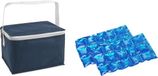 Merkloos Kleine koeltas voor lunch blauw met 2 stuks flexibele koelelementen 3.5 liter
