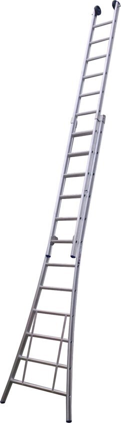 - Maxall Pro-line Opsteek ladder 2x16 uitgebogen geanodiseerd + toprollen
