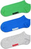 Happy Socks Solid Low Socks (3-pack) - unisex enkelsokken - grijs - Unisex - Maat: 41 - 46