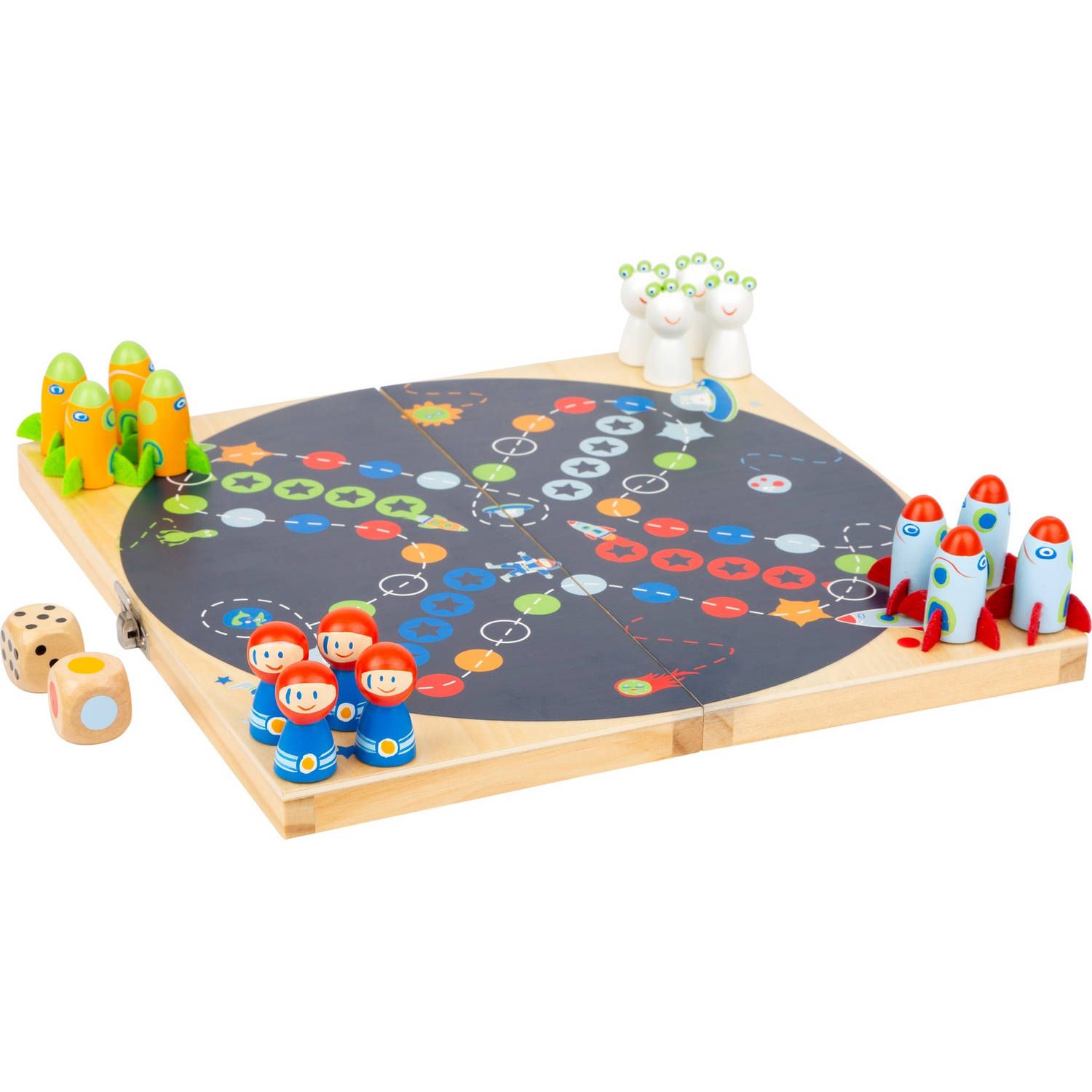 Small Foot kinderspel ludo - space junior 24 x 24 cm 19-delig