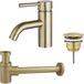 FortiFura Calvi Wastafelkraanset - lage wastafelkraan - always open plug - verlaagde design - sifon - PVD - geborsteld messing (goud)